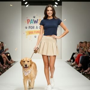 SO Cream Tan Pleated Skater Mini Skirt Resort